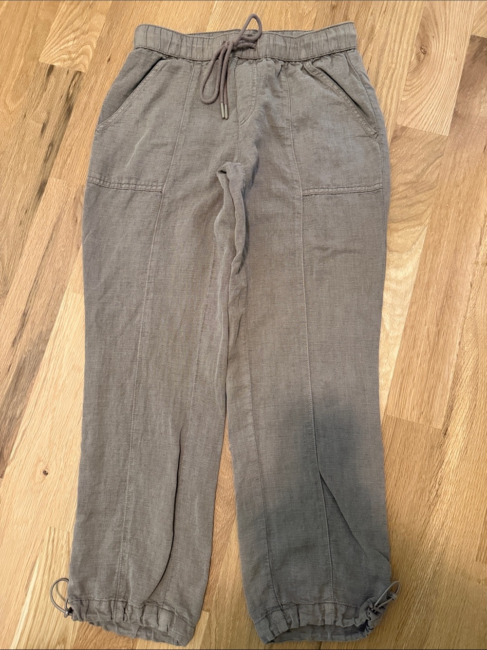Nicole Miller women’s  Taupe linen Drawstring Jogger Pants xs